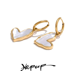 Yhpup High Quality Gift Thicker Shell Heart Love Hoop Drop Earrings Charm Fashion Exquisite Jewelry Accessories 2025