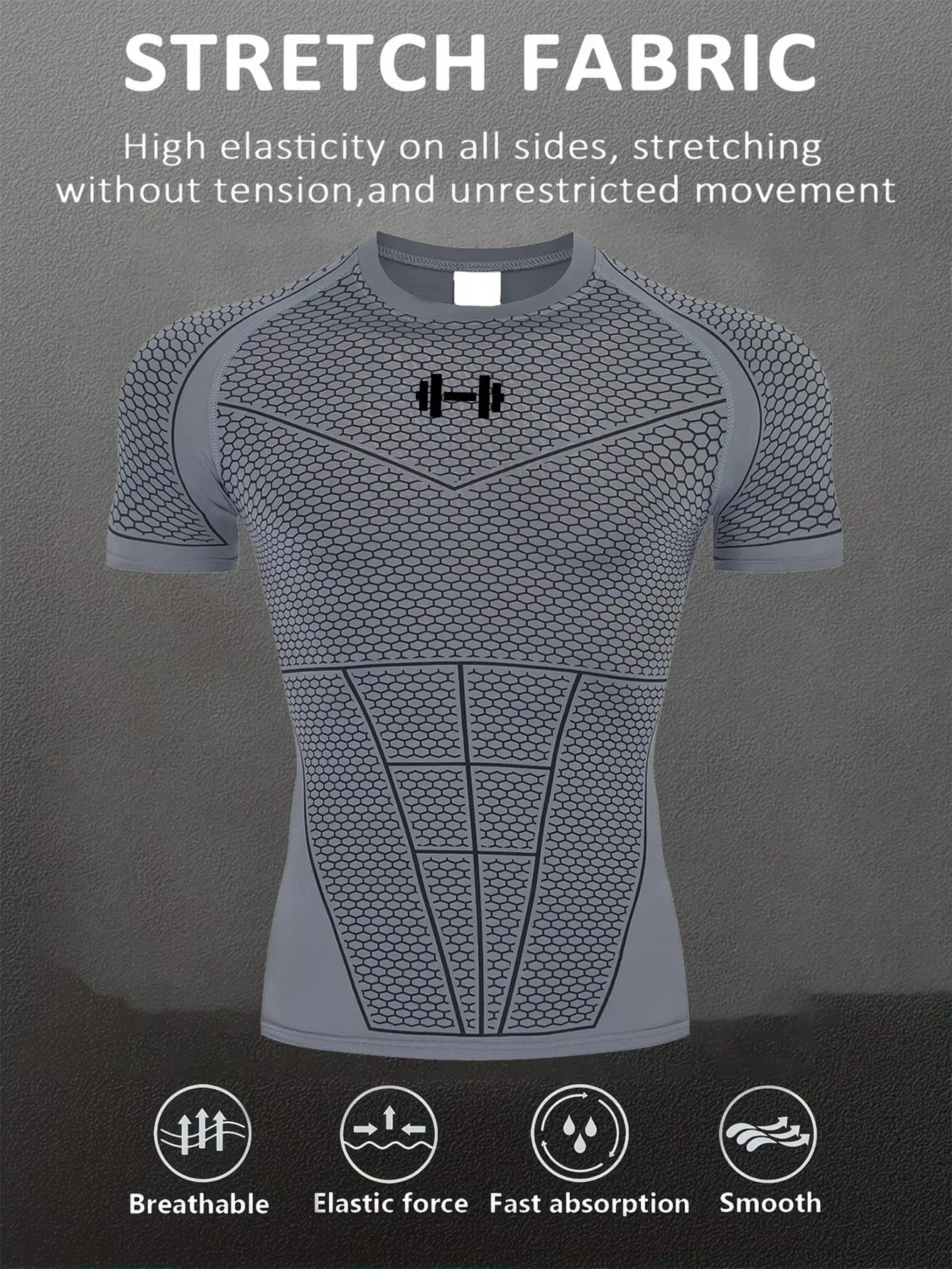 Men's T-Shirt Exercise TShirt Outdoor Running Shirt Tight Fitting Compression Breathable Quick Drying T-Shirts Gym Sports Shirt
