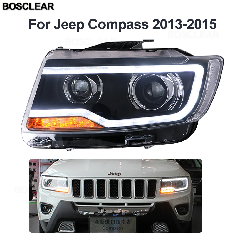 Modelo de carro lâmpada principal para Jeep Compass, novo farol de LED, Hid Bi Xenon, Auto Acessórios, 2011-2015