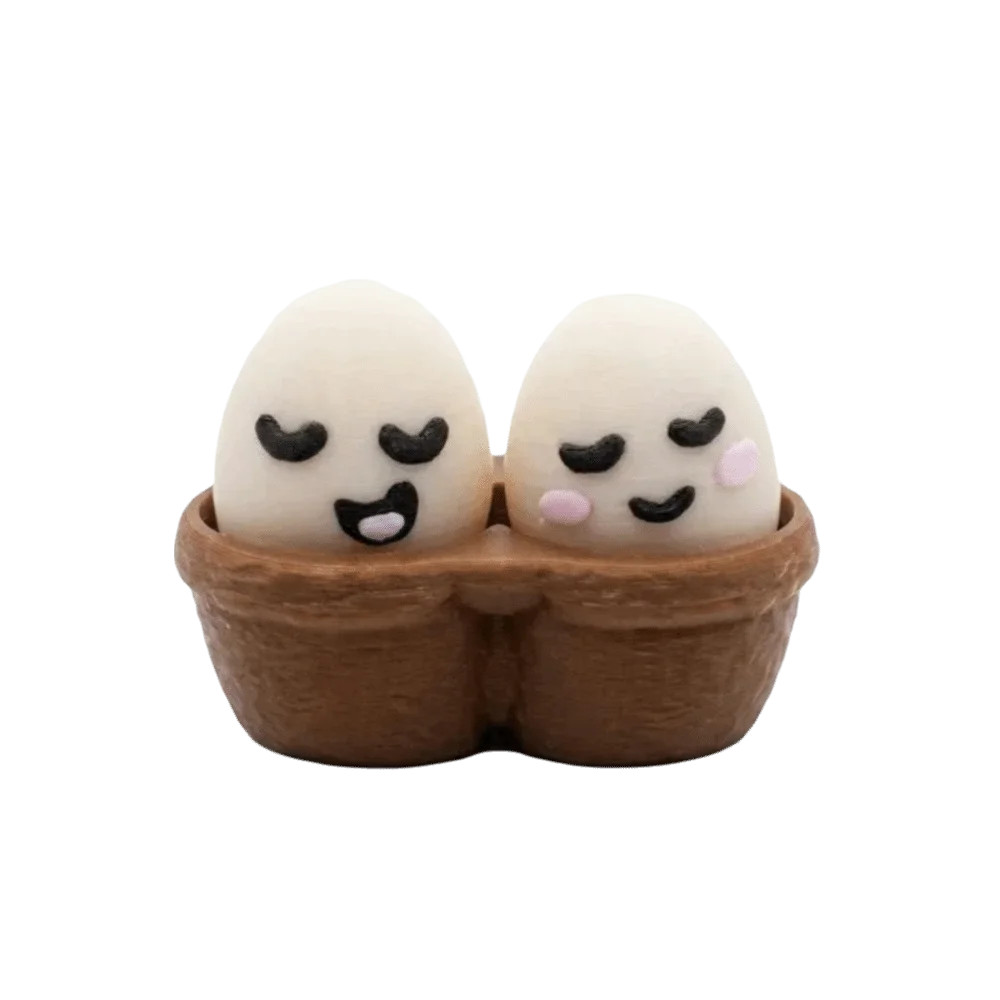 3D Printed Foods Clicker Key Chain Fried Eggs PLA Pizza Cookie Clicker Simulation Cake Double eggs Funny Fidget Wedding Gift