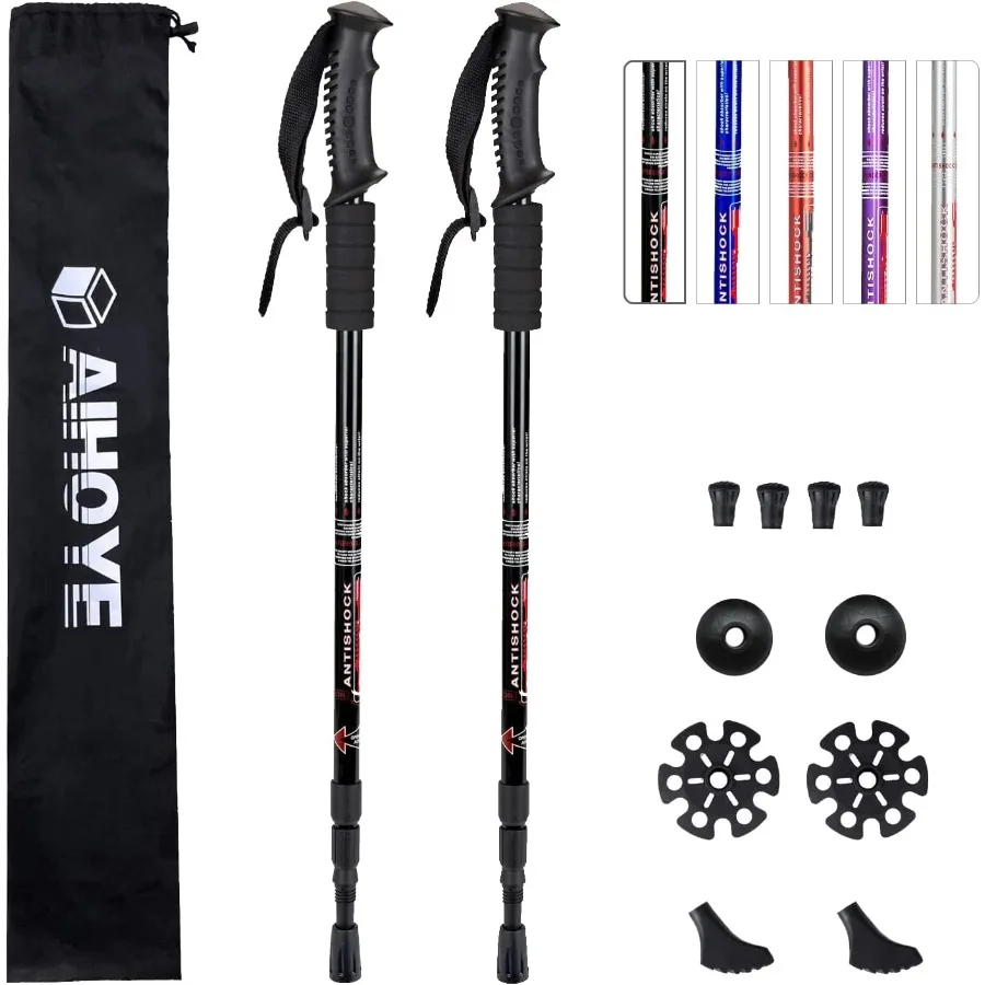 

Aihoye Hiking Trekking Poles 2 Pack Collapsible Lightweight Anti Shock Walking Sticks Adjustable Hiking Pole for Men and Women