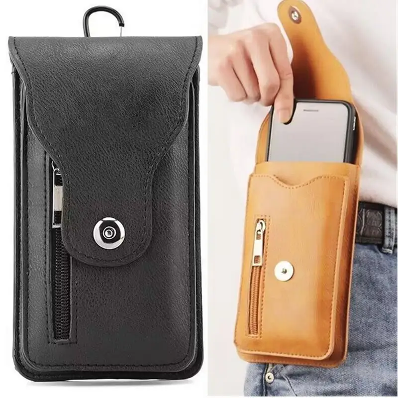 Fashion Leather Male Waist Pack Phone Pouch Bags Waist Bag Men\'s Belt Bag Multifunctional Water Proof Waist Bag Crossbody Bags