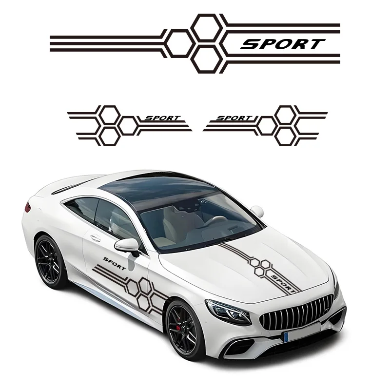 

Motor Sport Letter Car Stickers DIY Auto Both Side Door Waterproof Vinyl Decals Racing Stripe Sports Style Automobile Decor