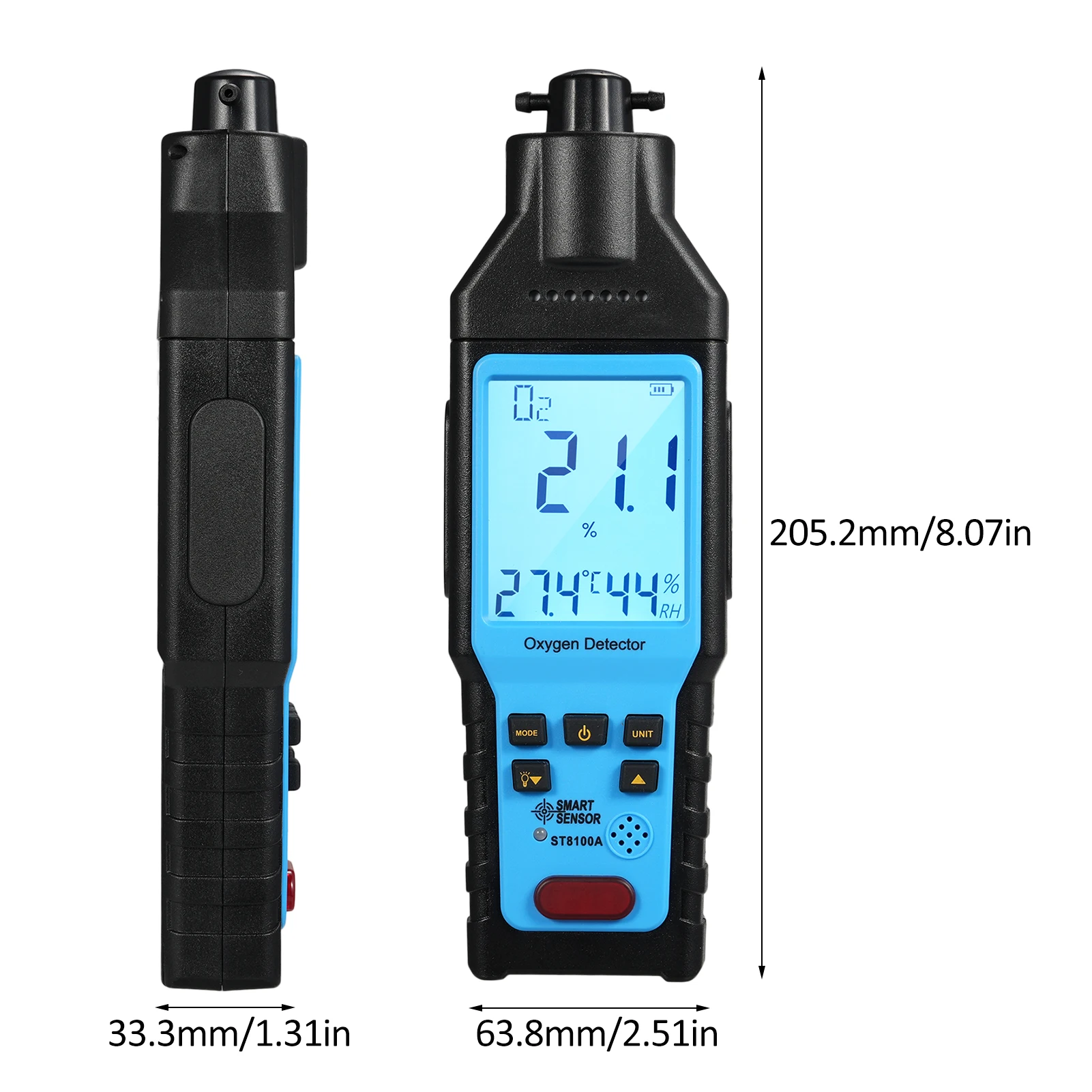 Oxygen Gas Detector Digital O₂ Gas Tester Rechargeable Precision Measurement Tester Device for Climbing Tunnel 0~100% VOL