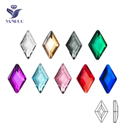 YanRuo-diamantes de imitación de cristal para decoración de uñas, diseño 3D de rombos de 20 piezas, Multicolor, con reverso plano, accesorios de purpurina para decoración de uñas