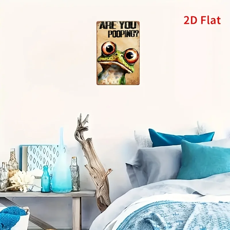 Vintage Frog Metal Wall Plaque with Funny Quote 