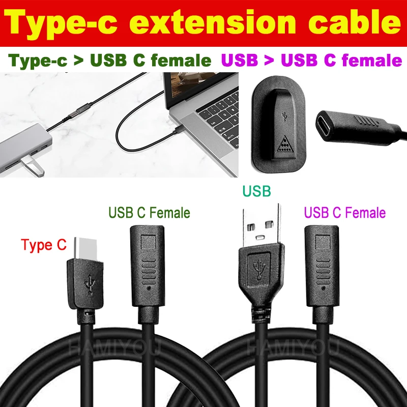 Type C extension cable ,Type c USB C Female ,USB C extension male ,Data Quick Charging Cable Extender HUAWEI XIAOMI Laptop Phone