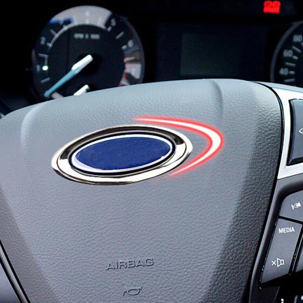 Car ABS Chrome Car Steering Wheel Decoration Ring Trim Sticker for Ford Focus 2 Fiesta Ecosport
