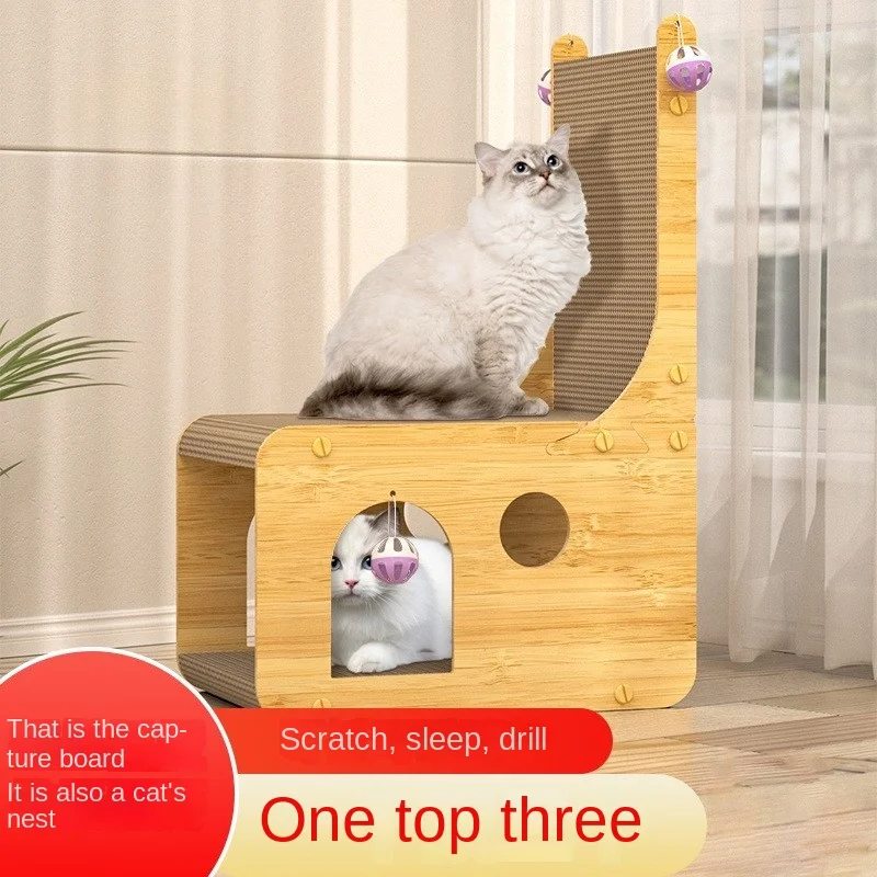 HONEY PET L-Shape Vertical Corrugated Cat House Scratching Board Cat Tree News 2024 Cat Accessories Scraper For Cats Sandbox