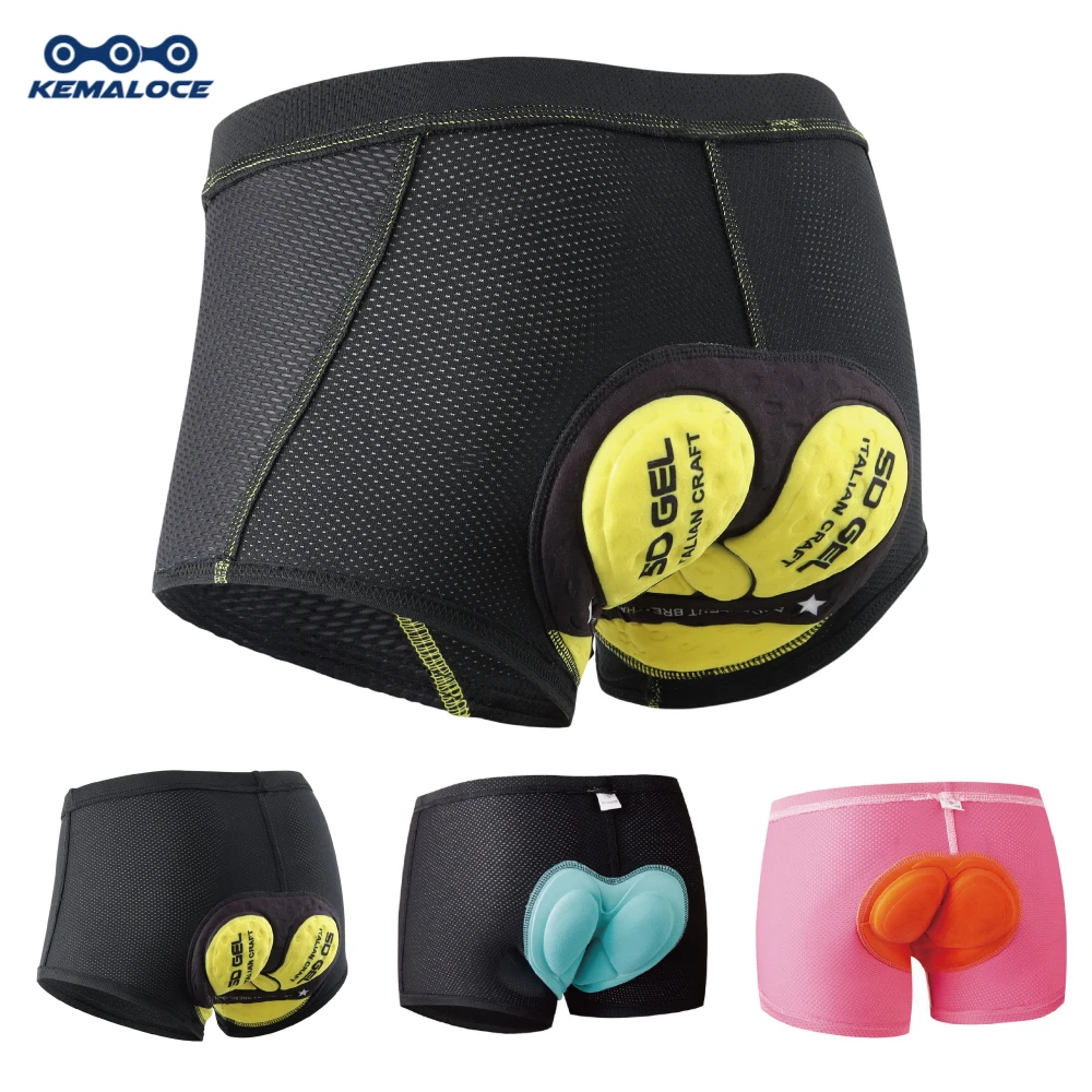 KEMALOCE Cycling Shorts 2023 5D Gel Pad Cycling Underwear Pro Shockproof Cycling Underpant Bicycle Shorts Black Bike Underwear