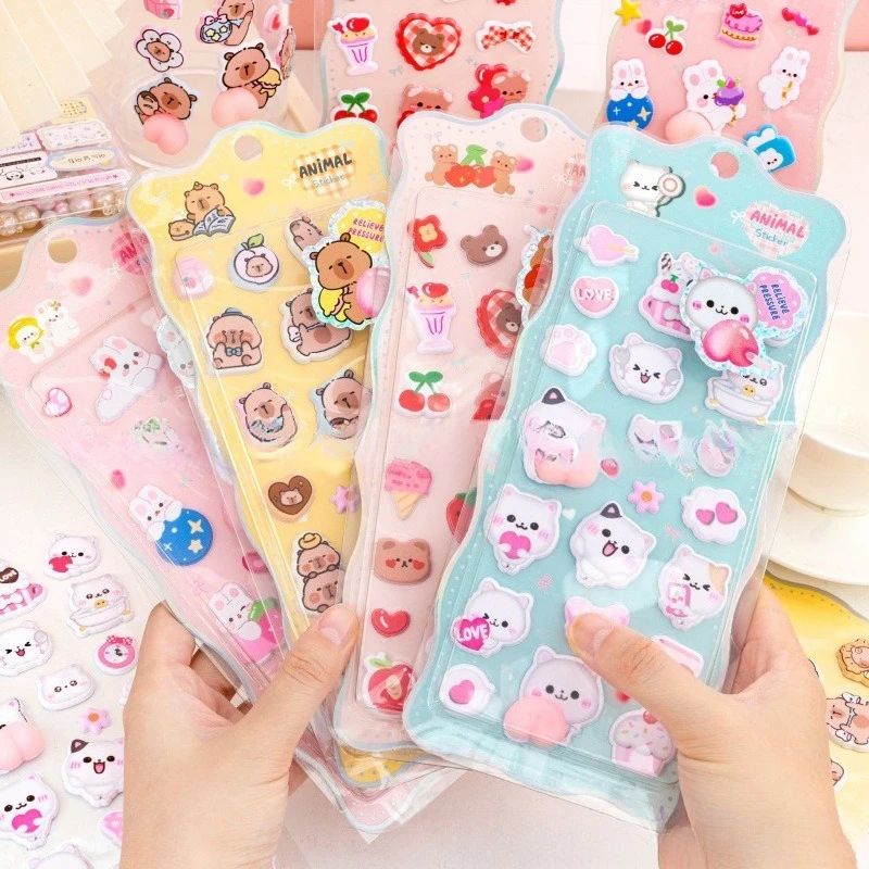 

Случайная милая музыкальная декомпрессионная наклейка с пузырьками, милое животное, 3D трехмерный чехол для мобильного телефона, полипропиленовая наклейка