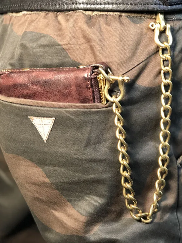 PNDME fashion vintage handmade first layer cowhide men's women's zipper wallet simple luxury genuine leather chain coin purse