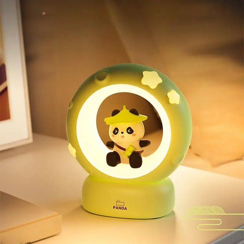

Night Light For Kids Moon Panda Nursery Lamp Tap Control Cartoon Decoration 3 Brightness Levels Bedroom Lighting For Girls Kids