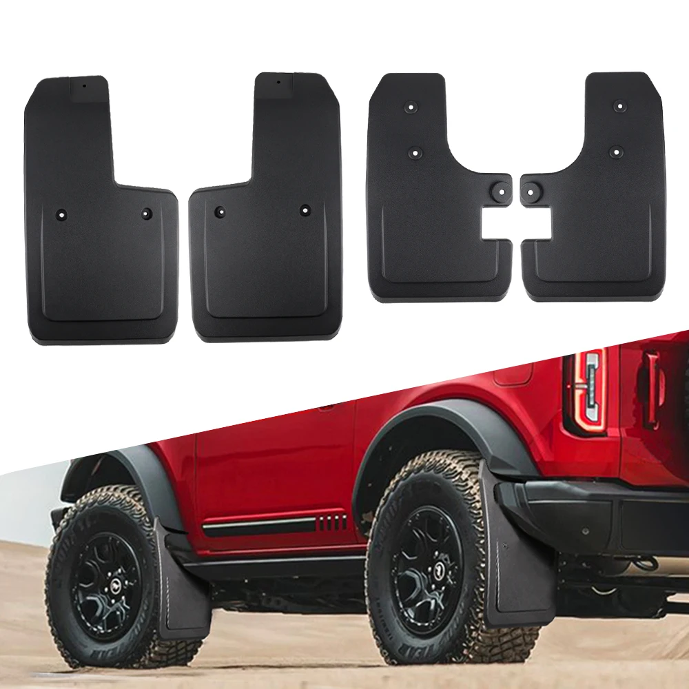 Front and Rear Mud Flaps for Ford Bronco Accessories 2021 2022 2023 2/4-Door No Punching Required