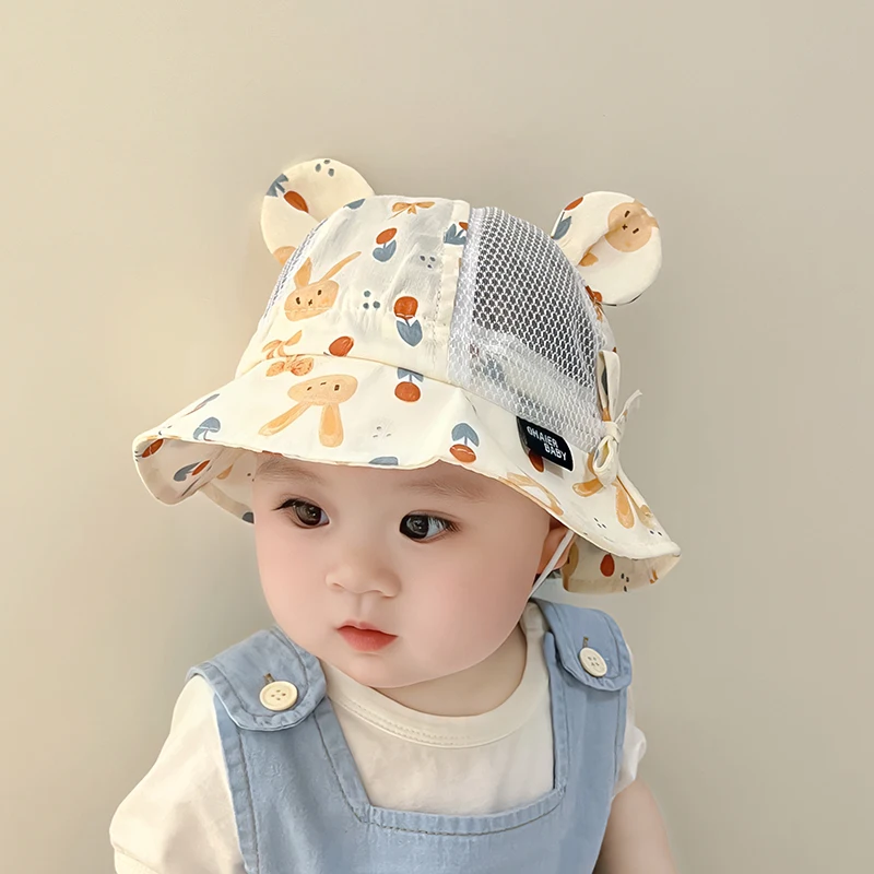 Summer Baby Hats Cartoon Rabbit Breathable Mesh Caps For Kids Girls Boys Children Sun Hat Fisherman Cap