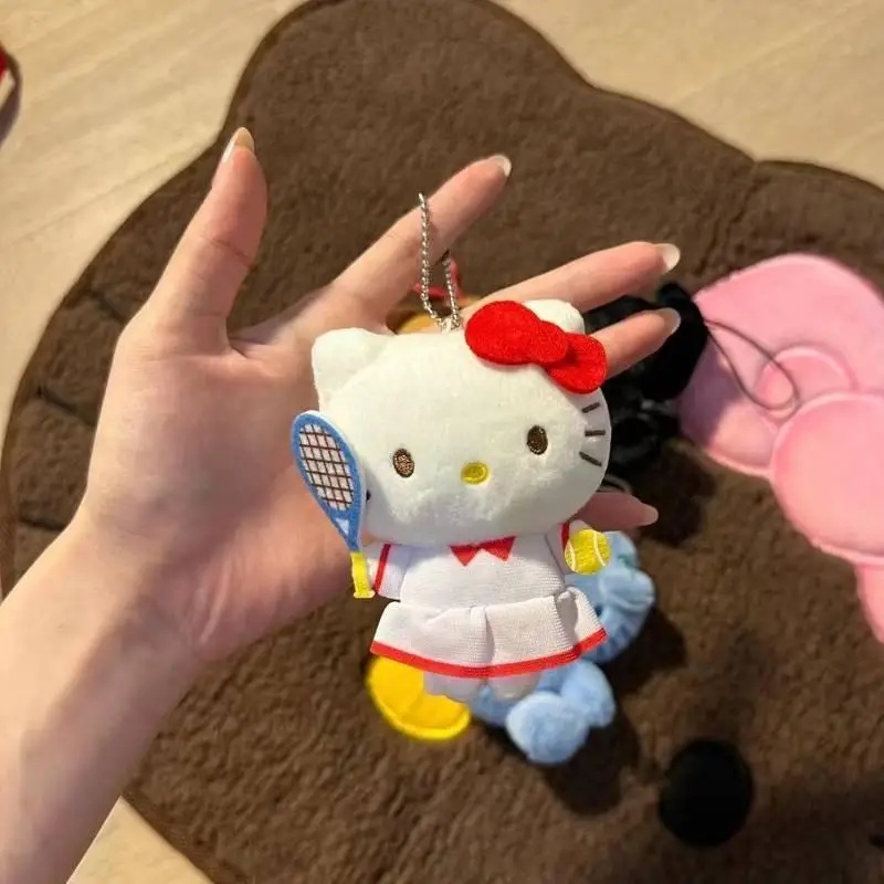 Hallo Kitty Stofftiere Schlüsselanhänger Sanrio Tennis Kt Puppe Cartoon Plüsch Anhänger Kawaii Schlüsselanhänger süße Mädchen Puppe Tasche Anhänger Geschenk