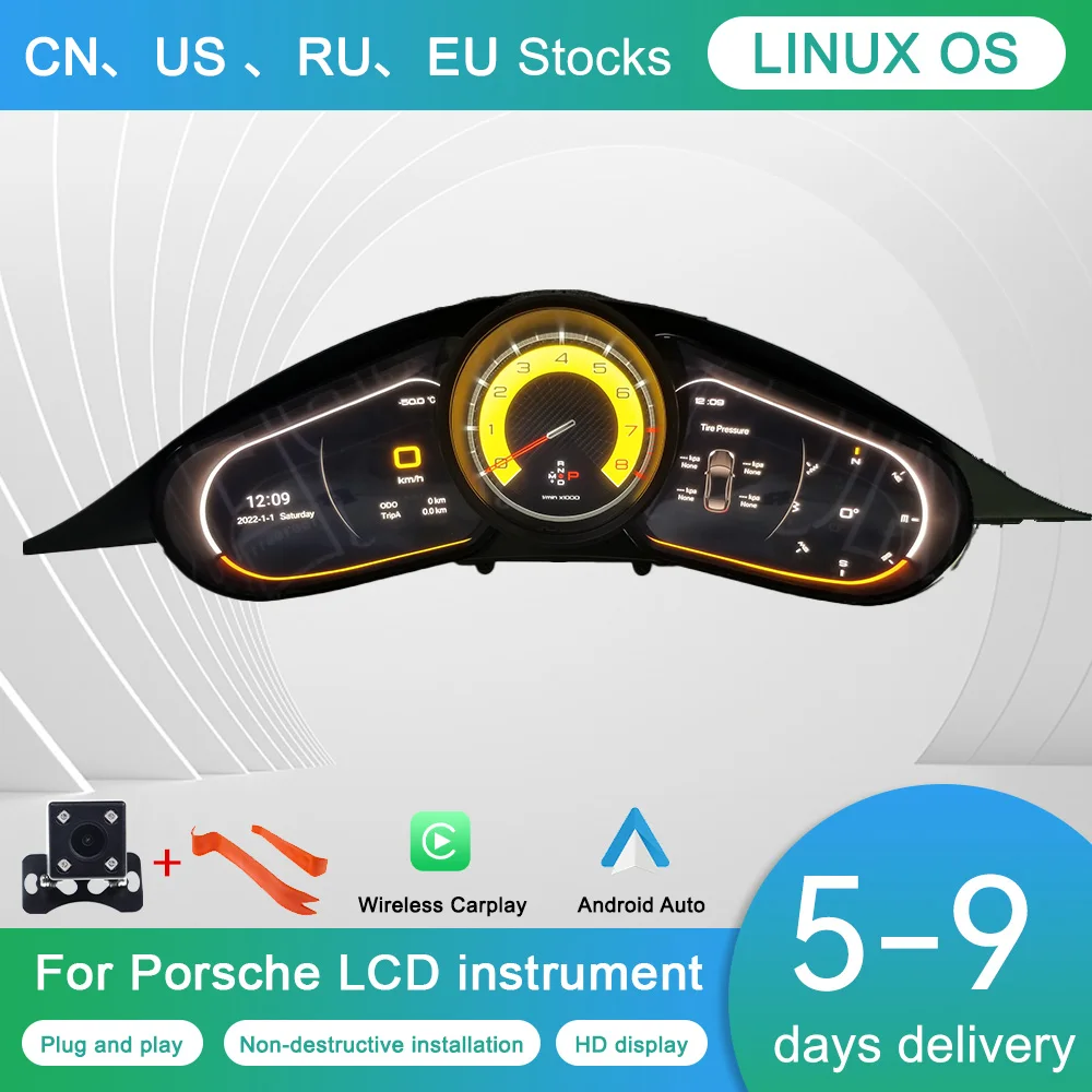 Digital Cluster For Porsche Panamera 2010-2016 Macan Cayenne Boxster Linux LCD Dashboard 12.3