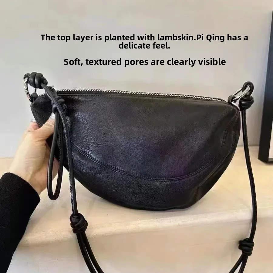 Top Layer Genuine Sheepskin Women's Crossbody Bag New Spring Style Versatile Casual Soft Leather Small Bag Single Shoulder Sling