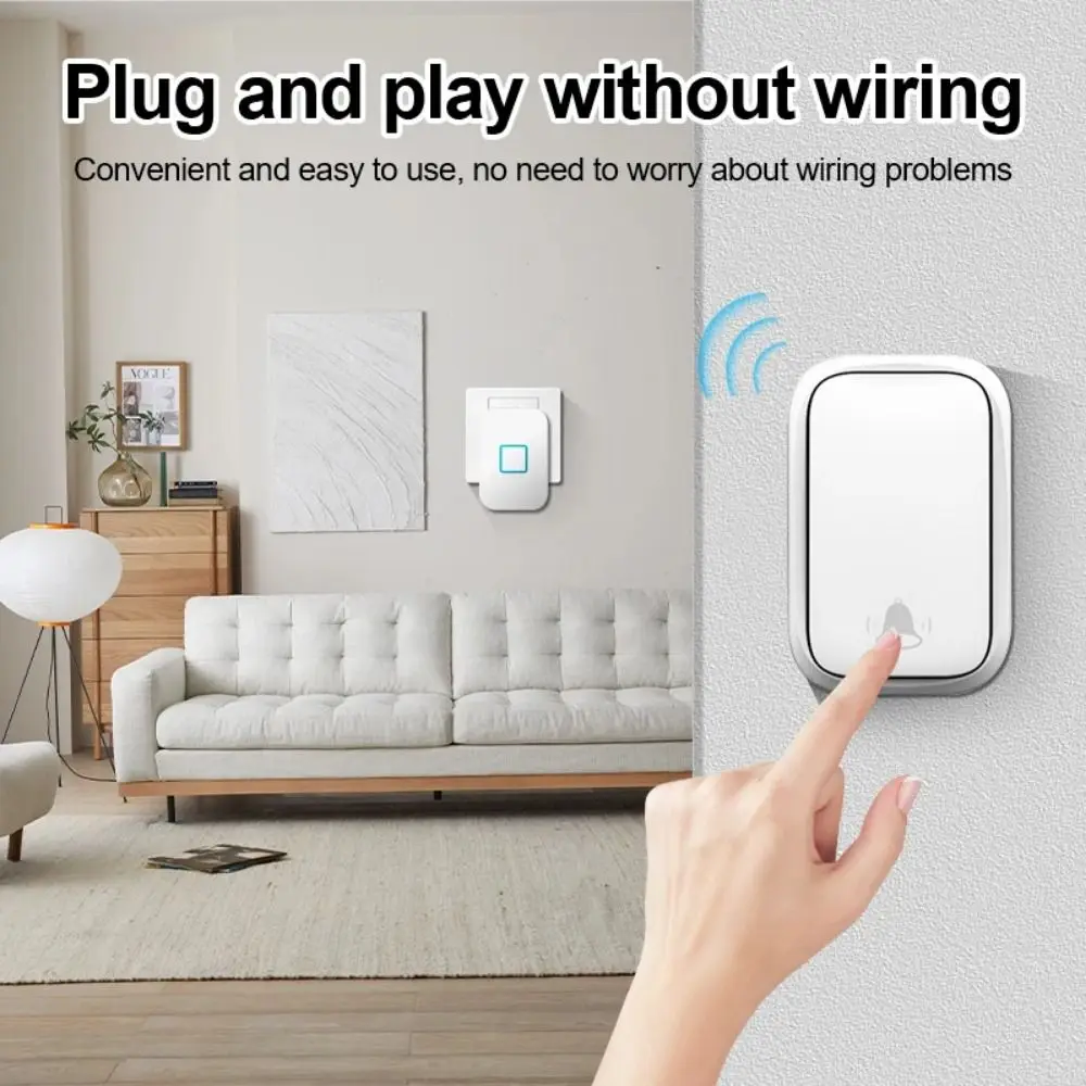 Long Range Waterproof Wireless Doorbell 300M Range 60 Chimes Smart Doorbell 5 Volume Battery-Operated Welcome Doorbell Office