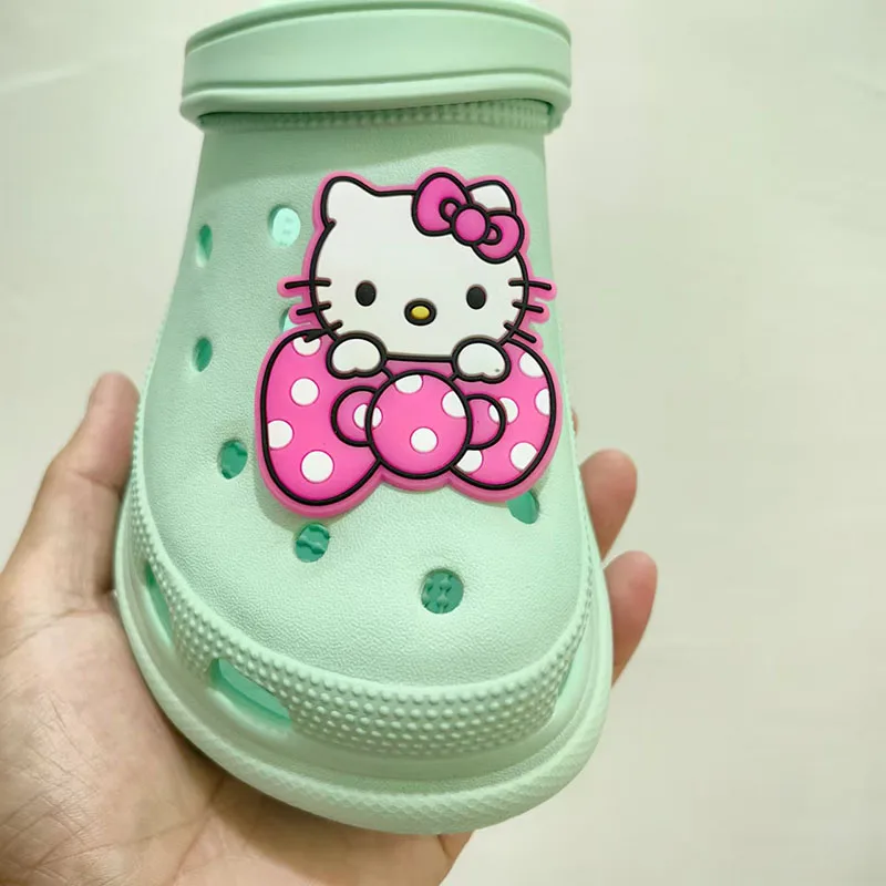 MINISO Hello Kitty Cat Shoes Charms Accessories Fit Clog Backapck Wristbands Shoe Decorate Buckle Handmade jewelry Parties Gift