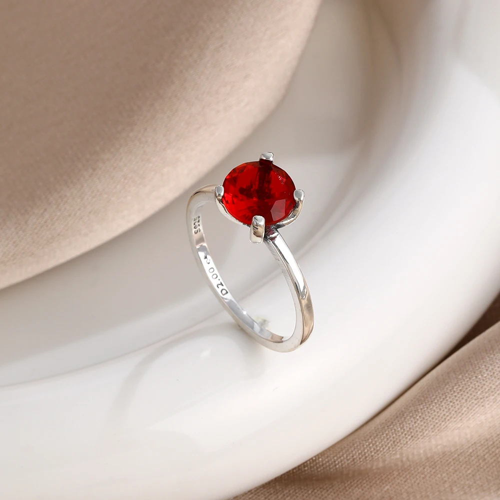 New S925 Silver Sparkling Square Water Drop Colored Zircon Ring Fits Wedding Party DIY Charm Women's Boutique Jewelry Gift - view 2