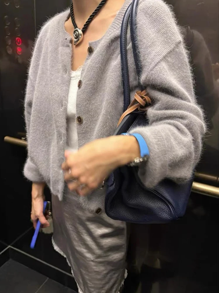 

Женский вязаный кардиган свободного кроя в корейском винтажном стиле, мягкий, теплый, зеленого цвета, с длинными рукавами, белый, подчеркивающий фигуру