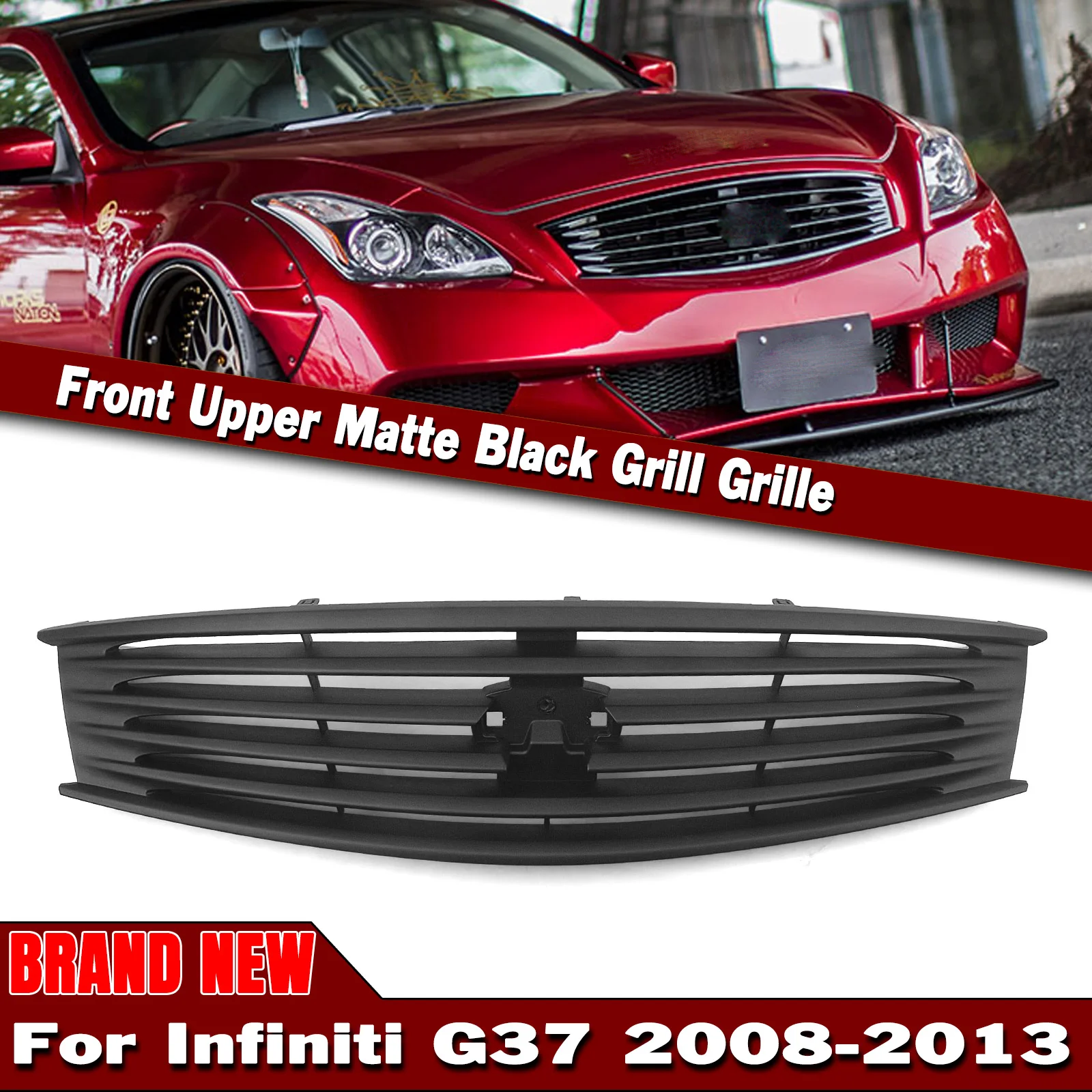 

Передняя решетка Racing Grill для Infiniti G37 2008-2013 Q60 2014-2015 Coupe 2-дверный матовый черный верхний бампер, капот, сетчатая решетка, комплект кузова