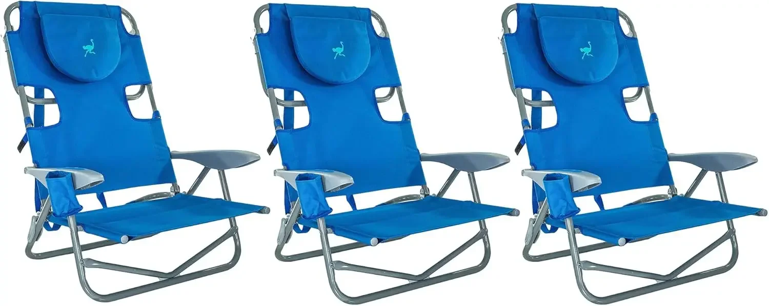 

On-Your-Back Outdoor Lounge 5 Position Reclining Beach Chair (3 Pack)