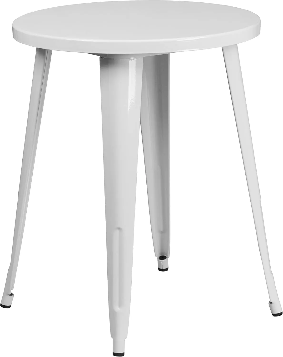 Conjunto de mesa redonda de metal branco de 24" de grau comercial para ambientes internos e externos com 2 cadeiras de café