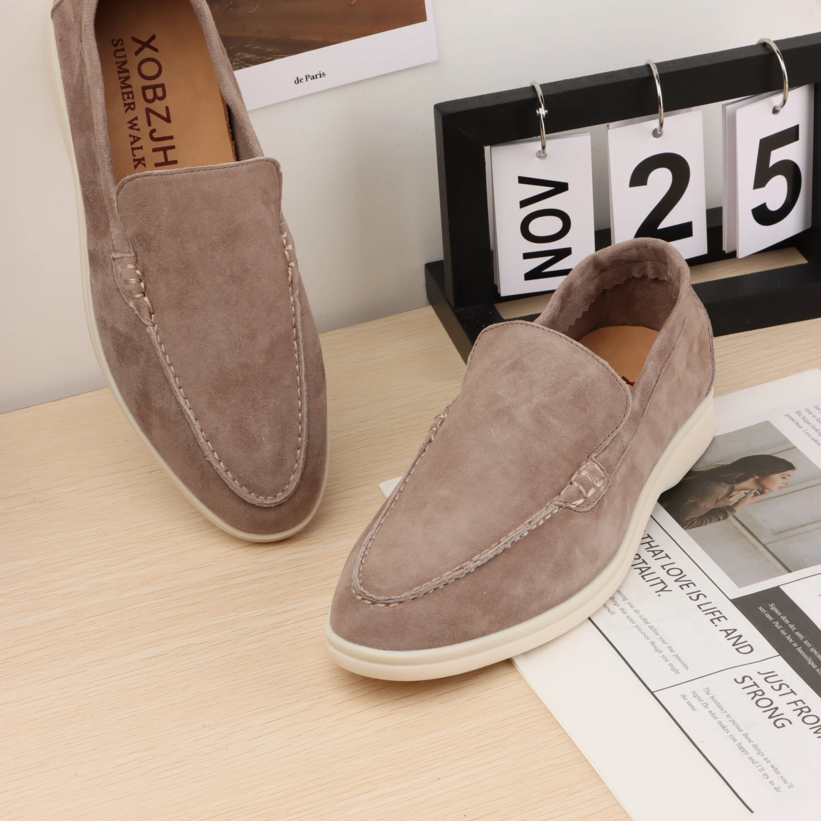 

Top Quality Suede Leather Women's Loafers 2023 Summer Slip-on Causal Moccasin Shoes Comfortable Sneaker Lazy Shoes for Men 36-46