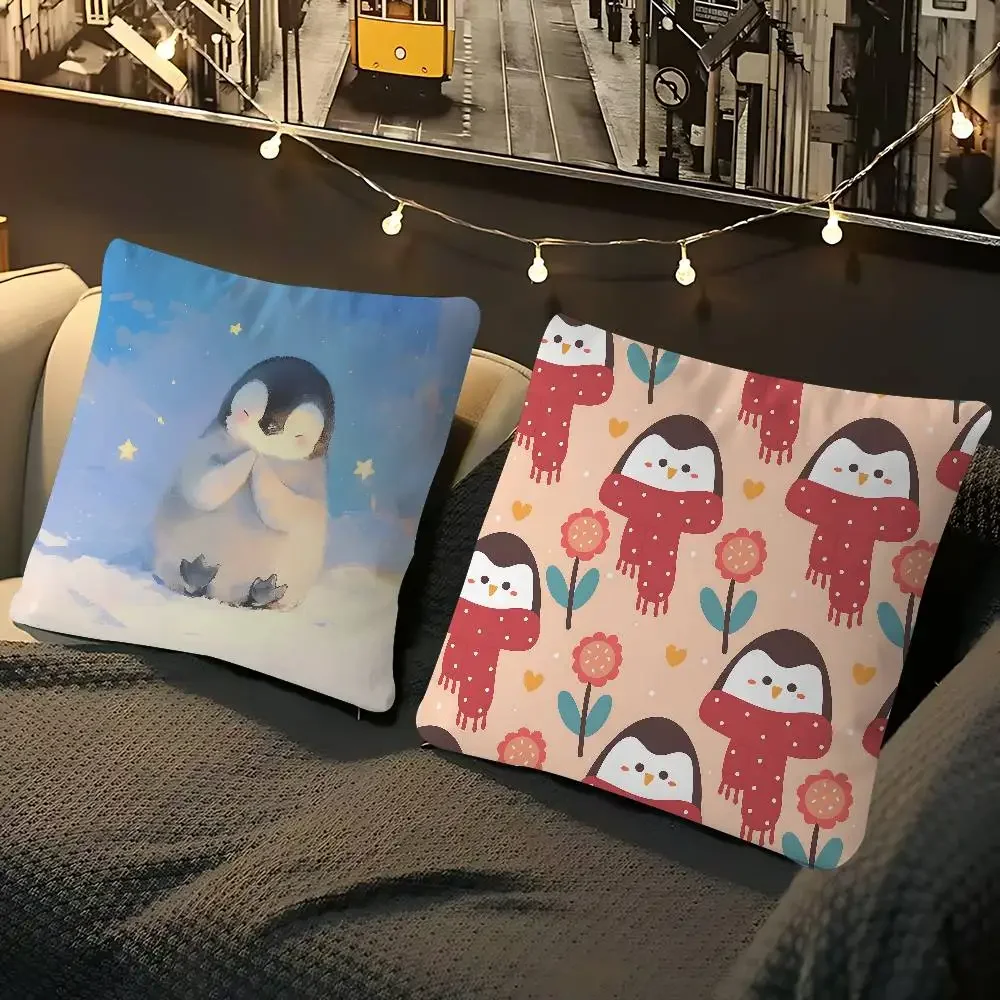 

Cute Penguin Cushion Cover Car Throw Pillow Case For Sofa Car Christmas Gift 40x40cm 45x45cm