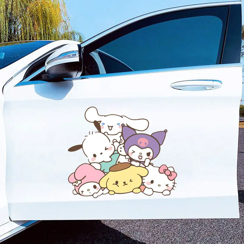 Sanrio Car Stickers Hello Kittys Kuromi My Melody Cute Personality Decorative Glass Creative Waterproof Anti-Scratch Stickers