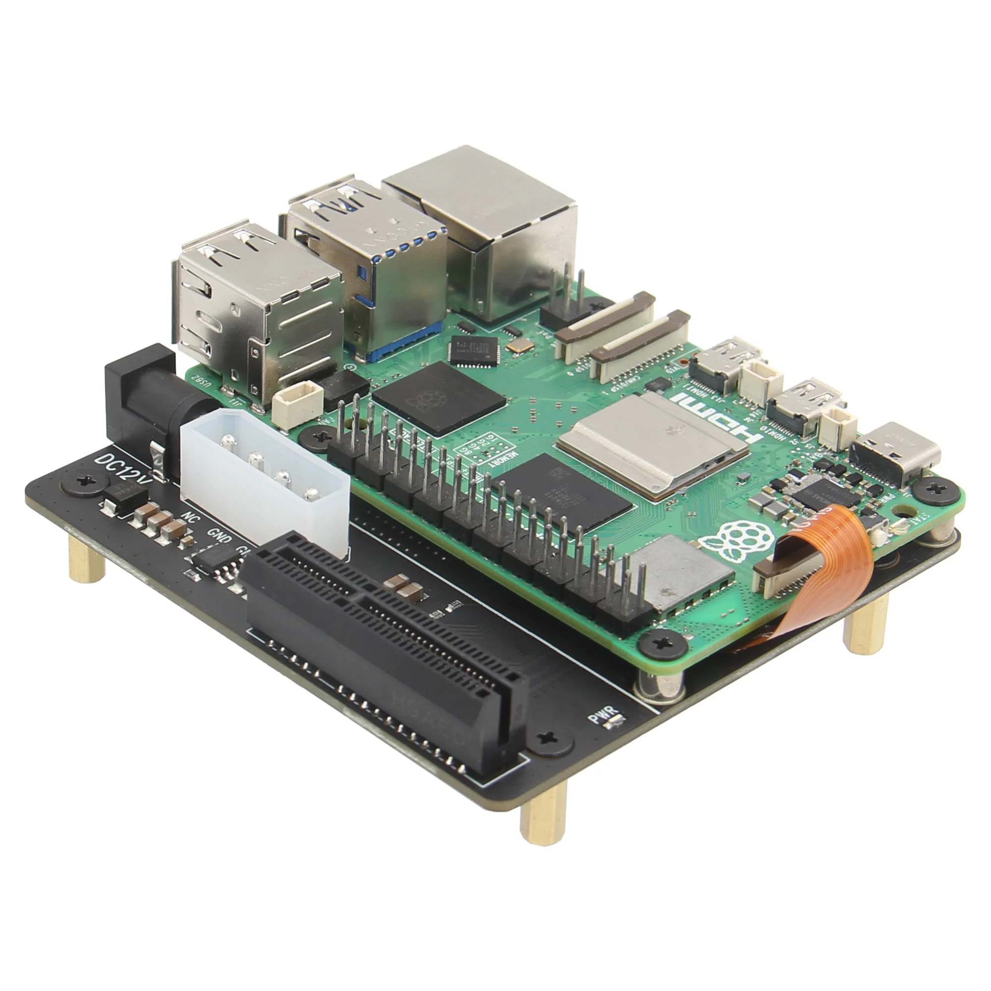 Geekbord X1010 PCIe FFC connector to PCIe x 4 slot Adapter for Raspberry Pi 5|