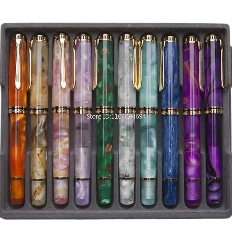 Admok M800 Fountain Pen resin Gold/Silver Blade F/M Nib Ink Pen Financial School Office Supplies Stationery Writing Gifts