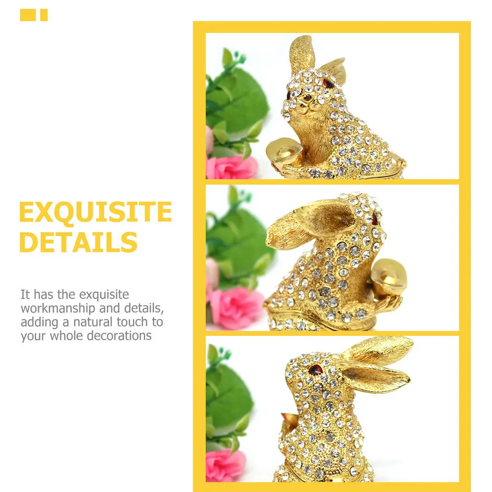 Exquisite Alloy Rabbit Jewelry Box Ring Earrings Storage Case Jewelry Organizer Dresser Decor Ring Mini Box Earrings Container