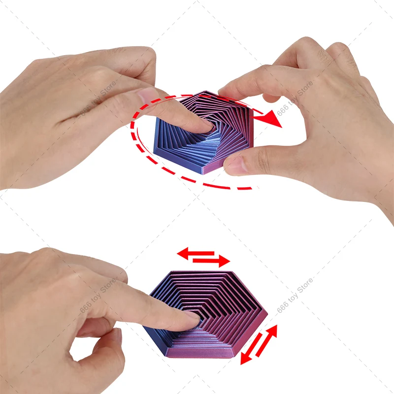 3D Printed Hexagonal Finger Spinner Fidget Toy Stress Relief Screw Toys