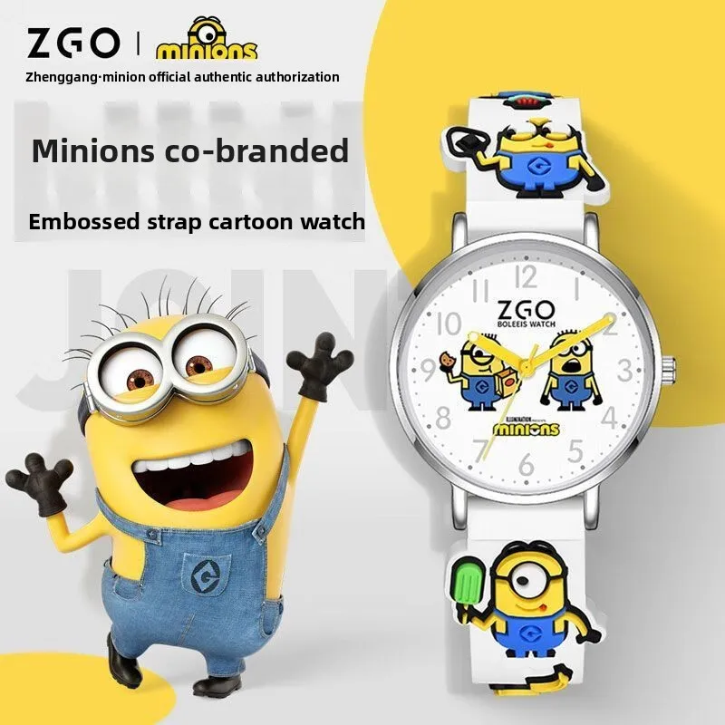 Genuine ZGO Co-branded Minions Simple Pointer Kids Quartz Watch Birthday Gifts
