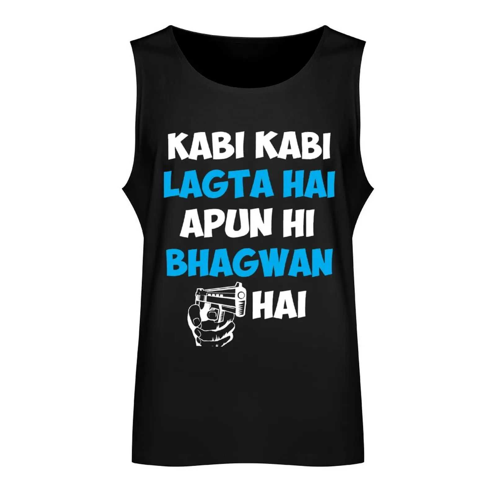 Kabhi Kabhi Lagta Hai Apun Hi Bhagwan Hai Hindi Quote Tank Top summer clothes for men Men's sleeveless gym shirts