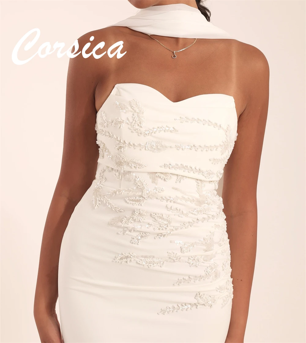 Customized Formal White Jersey Evening Dress Classic Strapless Sleeveless Homecoming Dresses Temperament Vestido De Festa