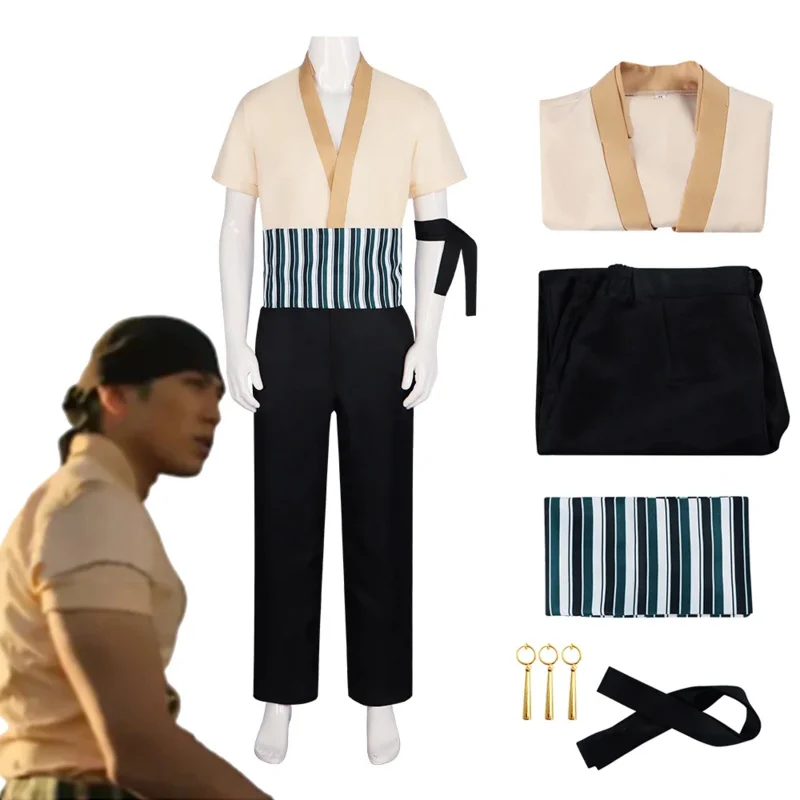 Versione persona reale del costume cosplay di Roronoa Zoro Set di carnevale di Halloween Set cosplay maschile adulto Regali per ragazzo maschio