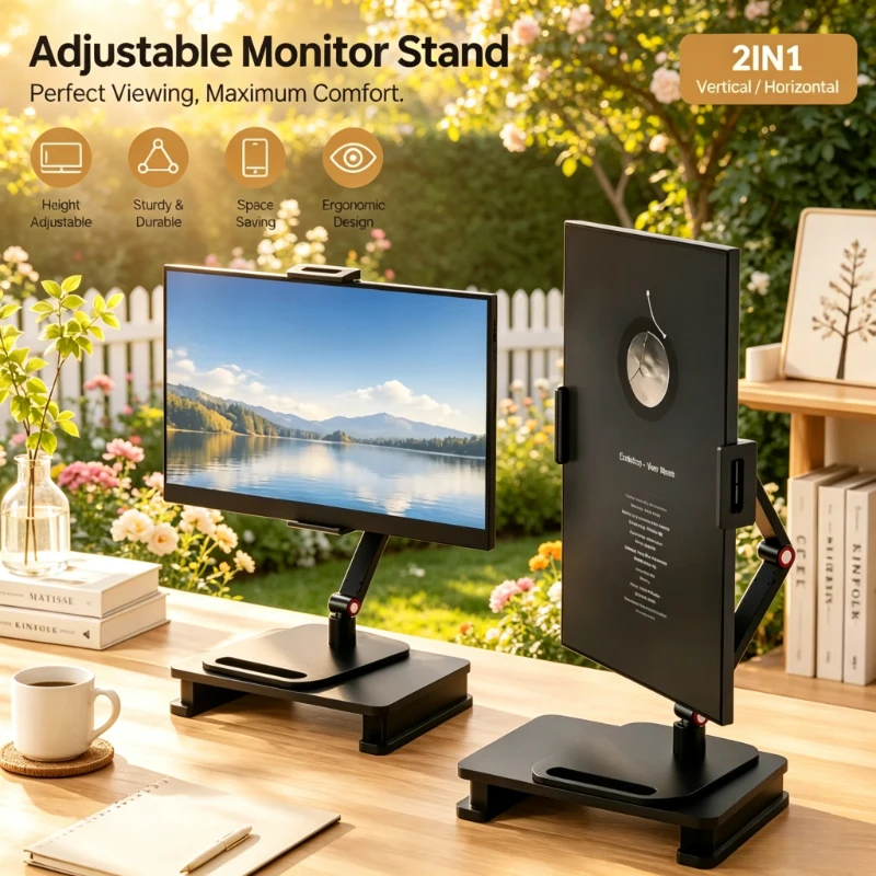Universal Expandable Screen Clamp Stand, Full Adjustable Monitor Laptop Phone Bracket, Vertical Dual Screen Setup Support,