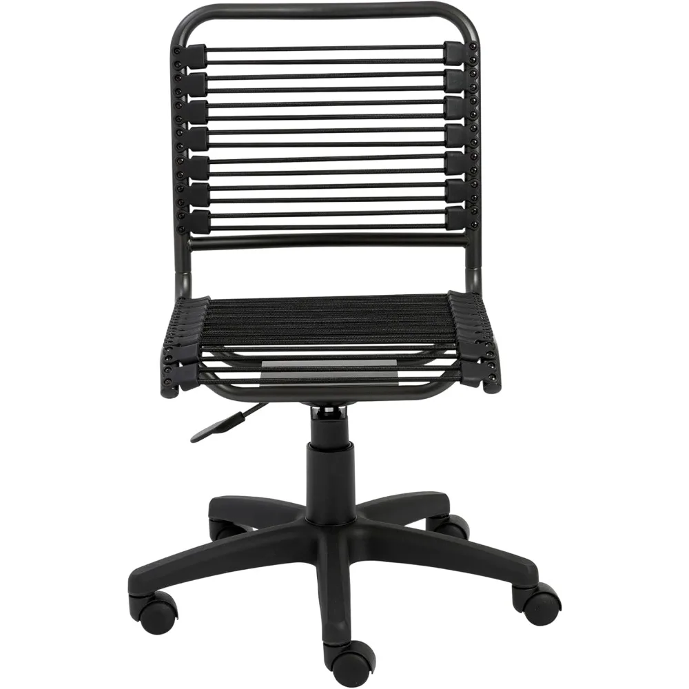 

bungie round low back office chair in black with graphite black frame and base, non-tilt, 360° swivel, adjustable height, suita