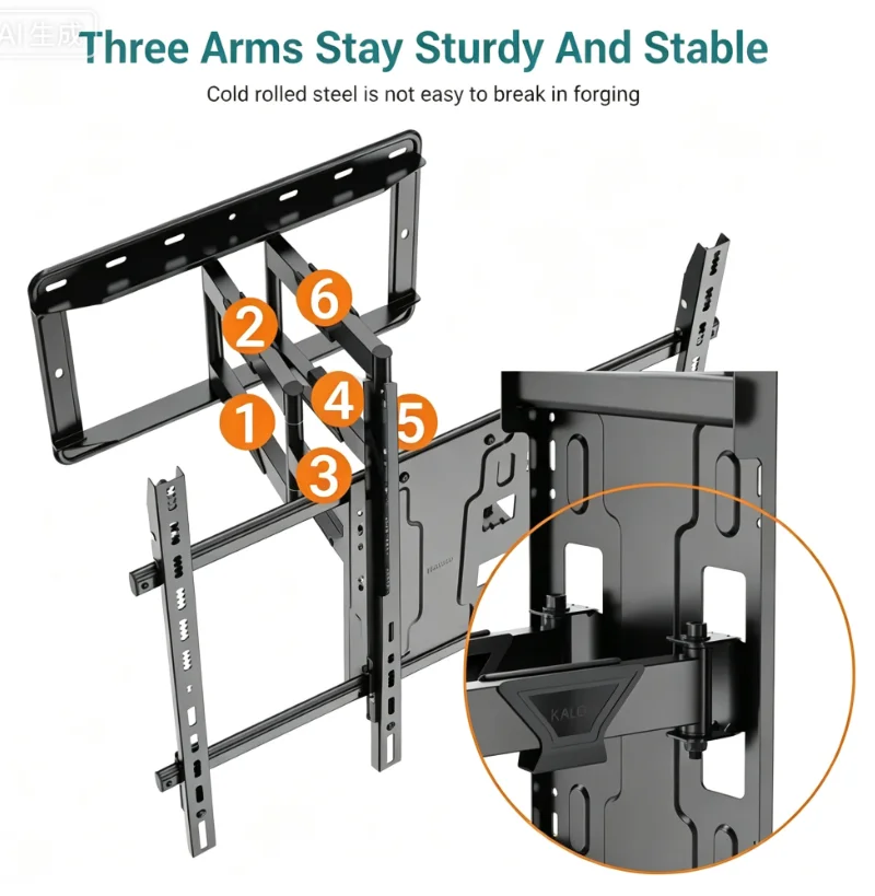 FY Universal Foldable Dual Joint TV Wall Mount Bracket VESA 300x300 600x600 For LED LCD TVs