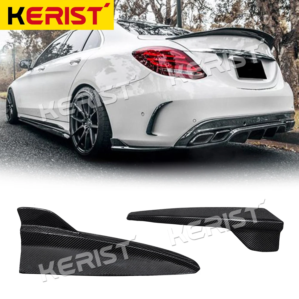 W205 AMG & C63 F Style Car Styling Real Carbon Rear Flats Side Skirts Extension Lip for Mercedes Benz W205 4 Door AMG C63