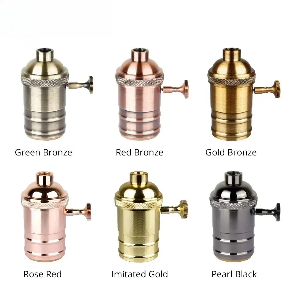 1/5PCS Vintage E26/E27 Retro Vintage Edison Industrial Light Bulb Lamp Holder Socket With Switch Copper Pendant Lamp Holder