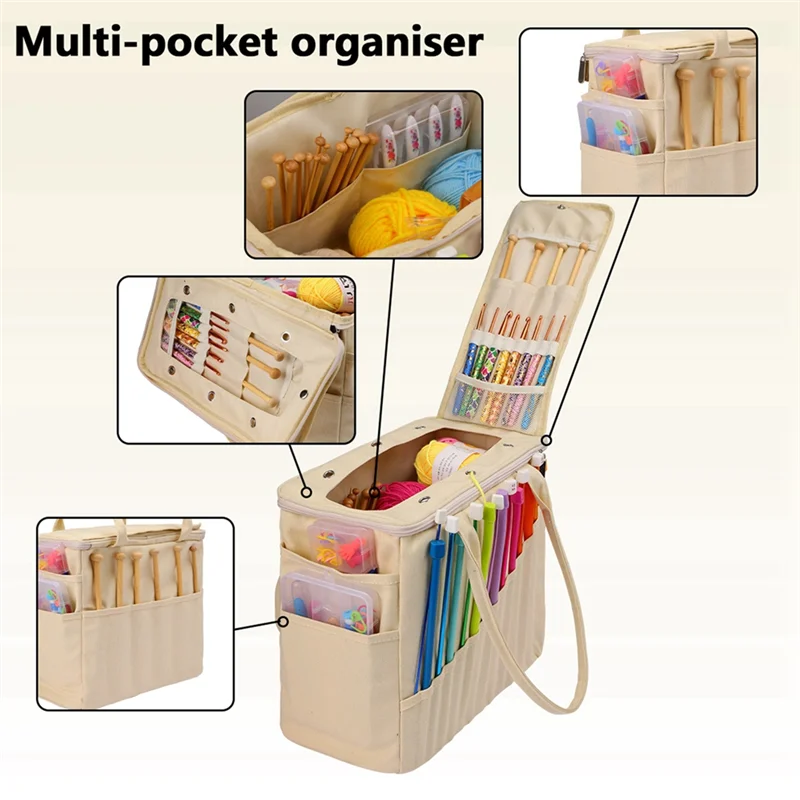 

Швейная сумка для вязания, сумка для хранения пряжи, шерстяные крючки, спицы, швейные инструменты, домашний органайзер «сделай сам»