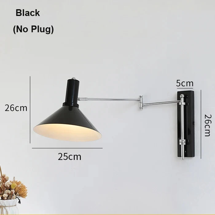Bauhaus Rocker Wandlamp Met Stekker Opvouwbare Slaapkamer Naast Retro Nachtkastje Muur Leesbedrading Gratis Draaibare LED Wandlamp
