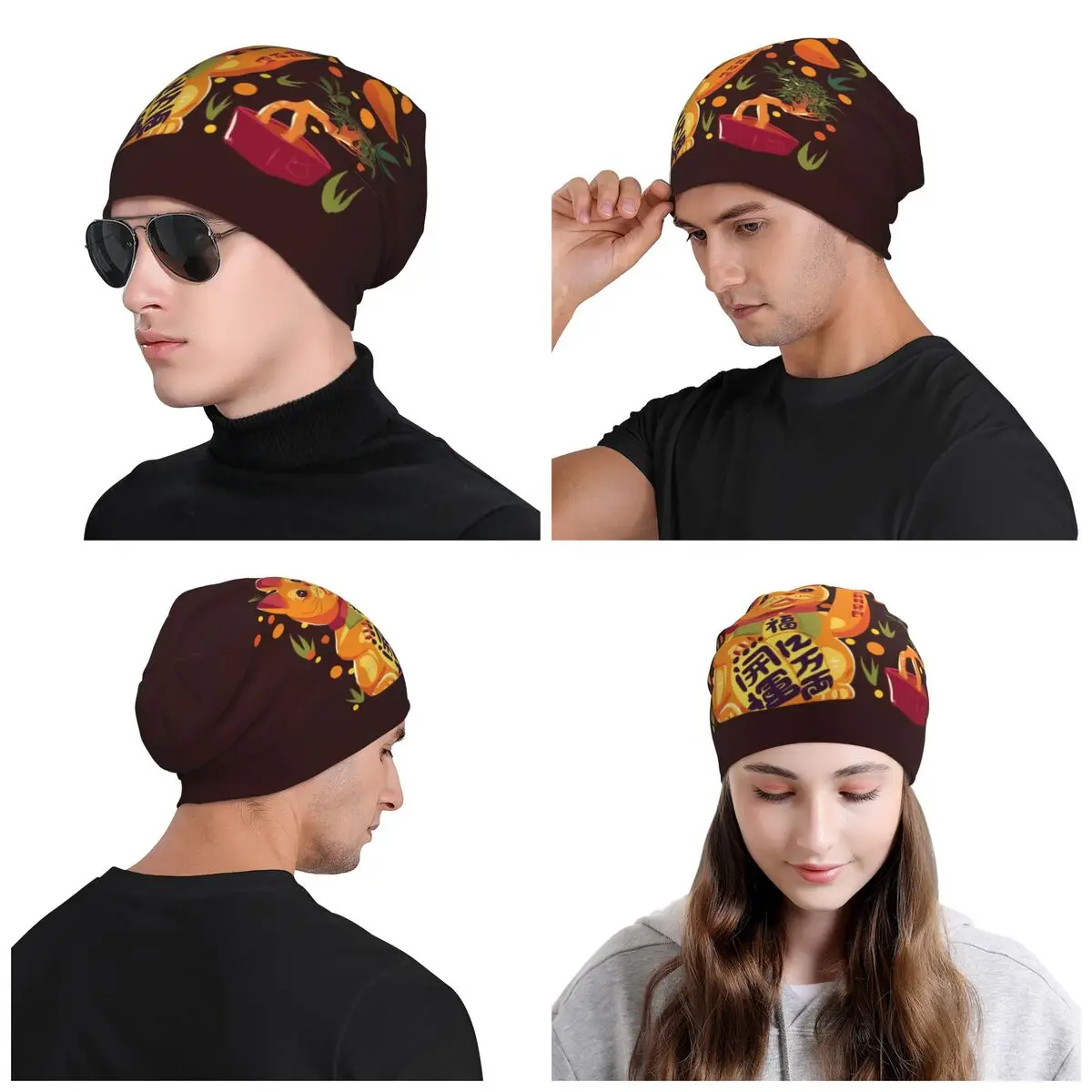 مخصص محظوظ القط Maneki Neko Skullies Beanies قبعات موضة شتاء دافئ النساء الرجال قبعات متماسكة للجنسين الكبار بونيه القبعات