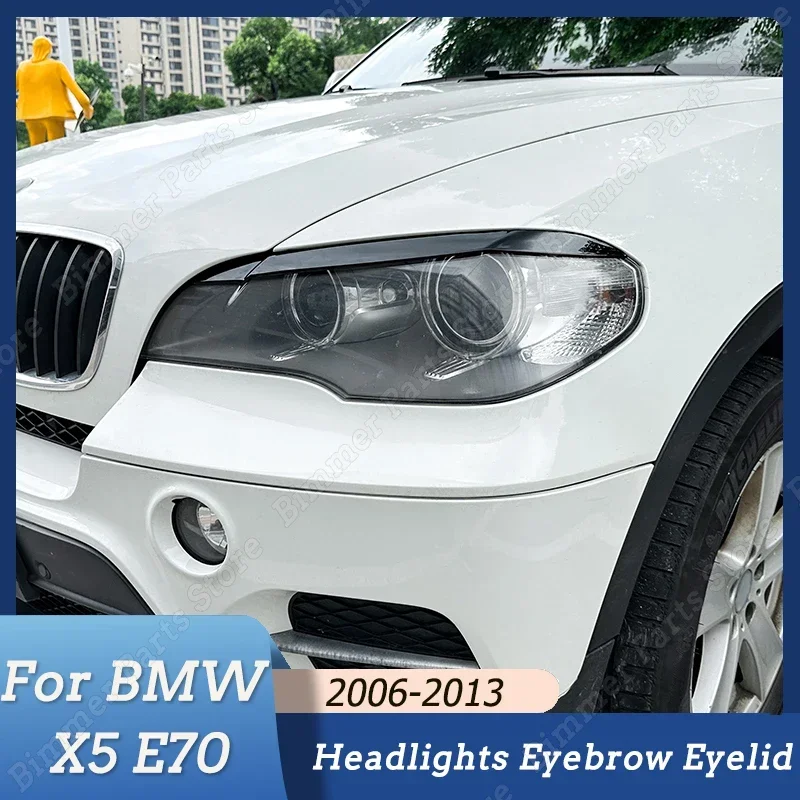 자동차 앞 헤드라이트 눈썹 뚜껑 트림 램프 커버 스티커, BMW X5 E70 30d 48i 30i 35d 40d 30d 50i 35i M50d 2006-2013