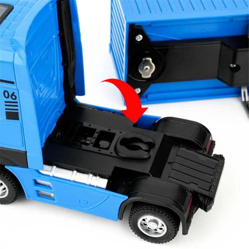 Diecast Metalen Container Vrachtwagen Transport Auto Model Legering Techniek Transportwagen Voertuig Oplegger Auto Model Kinderen Speelgoed